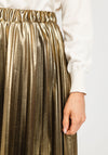 Rant And Rave Pleated Midi Skirt, Gold