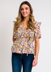 Rant & Rave Rhea Floral Wrap Top, Yellow