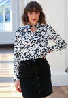 Rant & Rave Claudine Leopard Motif Blouse, Black & White