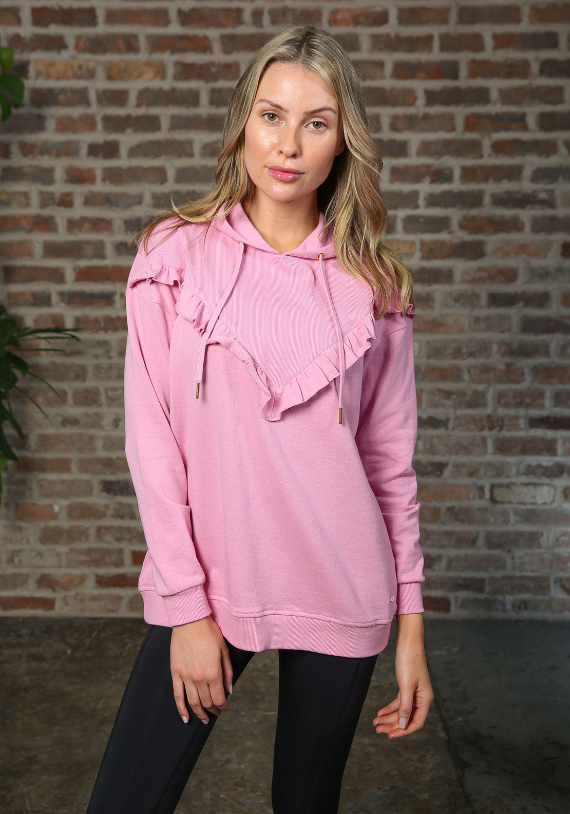 Rant & Rave Relax & Renew Amanda Ruffle Hoodie, Pink - McElhinneys