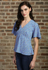 Rant & Rave Erin Floral Print Top, Blue