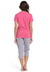 Rebelle Stripe Short Sleeve Capri Pyjama Set, Pink