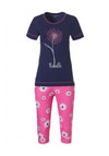 Rebelle By Pastunette Floral Pyjama Set, Navy and Pink