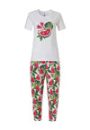 Rebelle Fruity Watermelon Capri Pyjama Set, White Multi