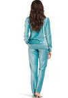 Slenderella Velvet Ribbed Pyjama Set, Blue