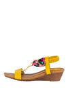 Redz Womens Wedged Plated Strap Embellished Sandals, Yellow