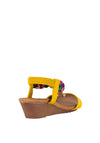Redz Womens Wedged Plated Strap Embellished Sandals, Yellow