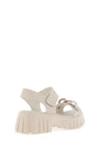 Redz Chain Platform Sandals, Beige