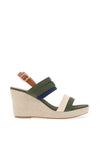 Redz Stripe Wedge Sandals, Green Multi