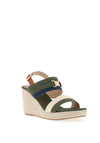 Redz Stripe Wedge Sandals, Green Multi