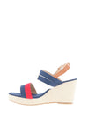 Reds Stripe Wedge Sandals, Navy Multi