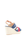 Reds Stripe Wedge Sandals, Navy Multi