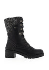 Redz Knit Cuff Mid Length Lace up Boots, Black