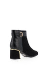 Redz Croc Panel Block Heel Boots, Black