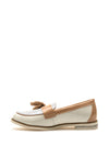 REDZ Leather Patent Tassel Loafers, Cream