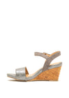 Redz Shimmer Cork Wedge Sandals, Grey