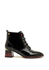 Redz Patent Pointed Toe Vintage Ankle Boot, Black