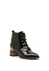 Redz Patent Pointed Toe Vintage Ankle Boot, Black