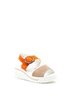 Redz Suede Buckle Strap Wedge Sandals, Orange