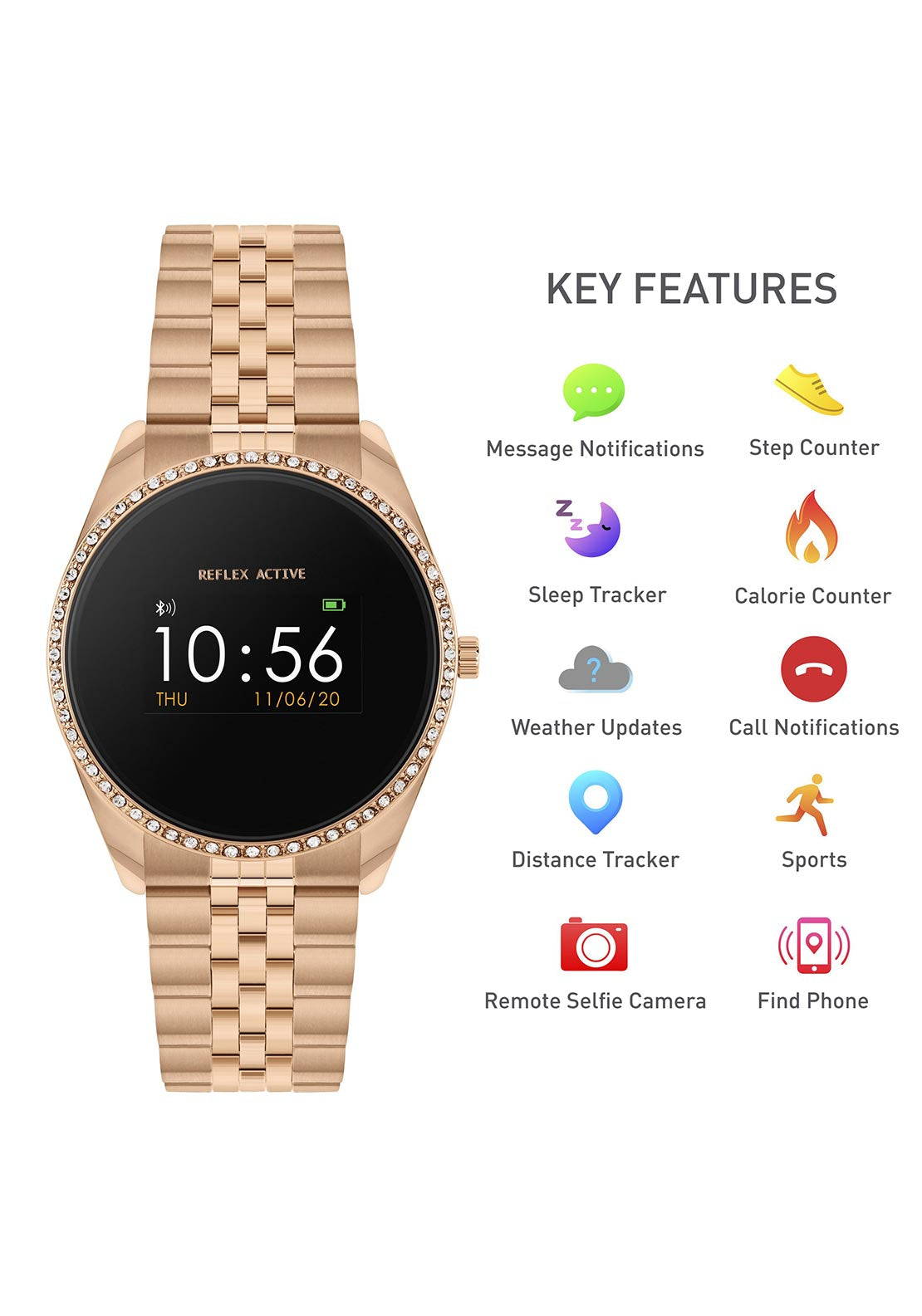 Reflex Active Series 3 Bluetooth Smartwatch, Rose Gold
