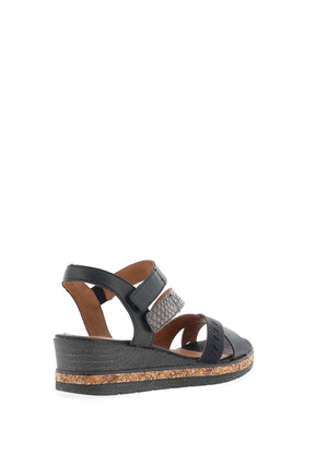 Remonte Multi Strap Textured Sandals, Black