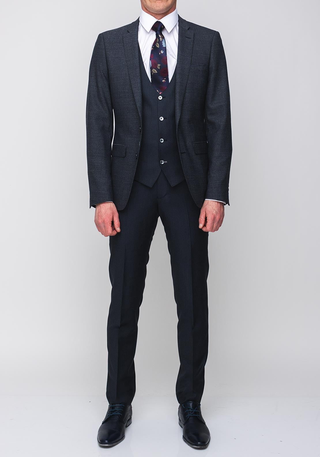 Remus Uomo Lazio X-Slim Wool Blend Three Piece Suit, Navy