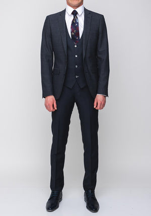 Remus Uomo Lazio X-Slim Wool Blend Three Piece Suit, Navy