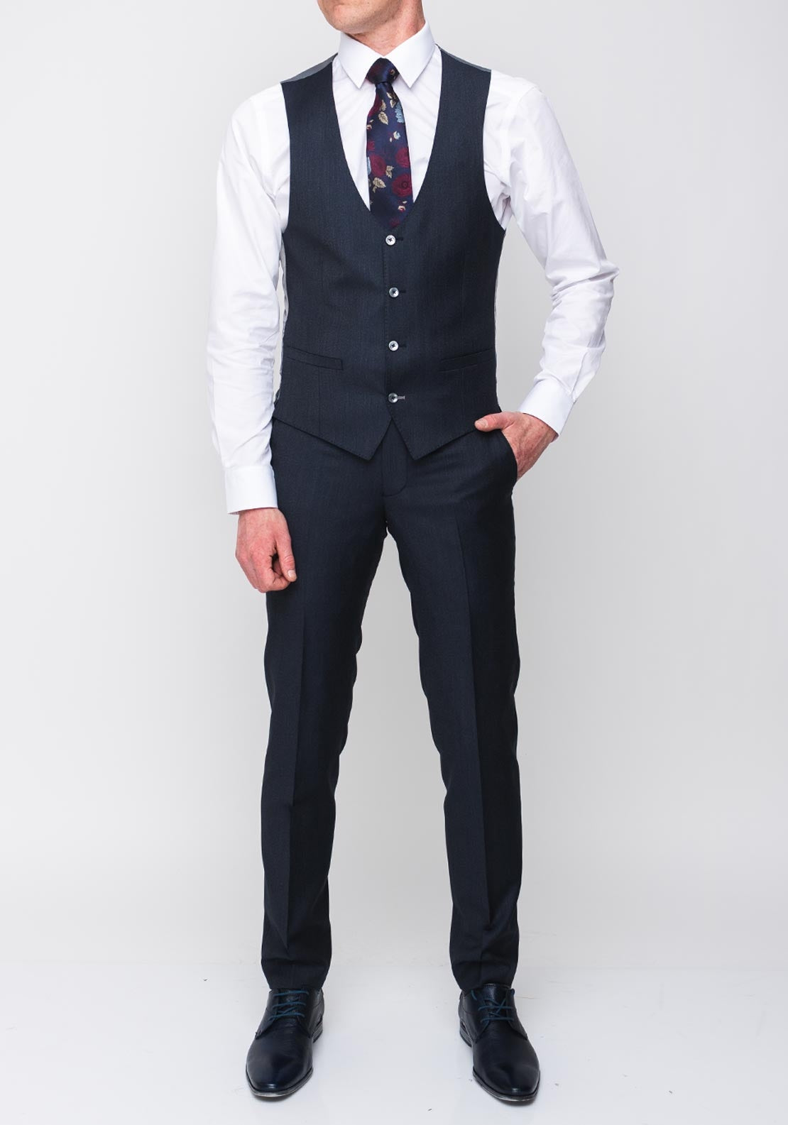 Remus Uomo Lazio X-Slim Wool Blend Three Piece Suit, Navy