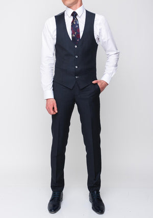 Remus Uomo Lazio X-Slim Wool Blend Three Piece Suit, Navy