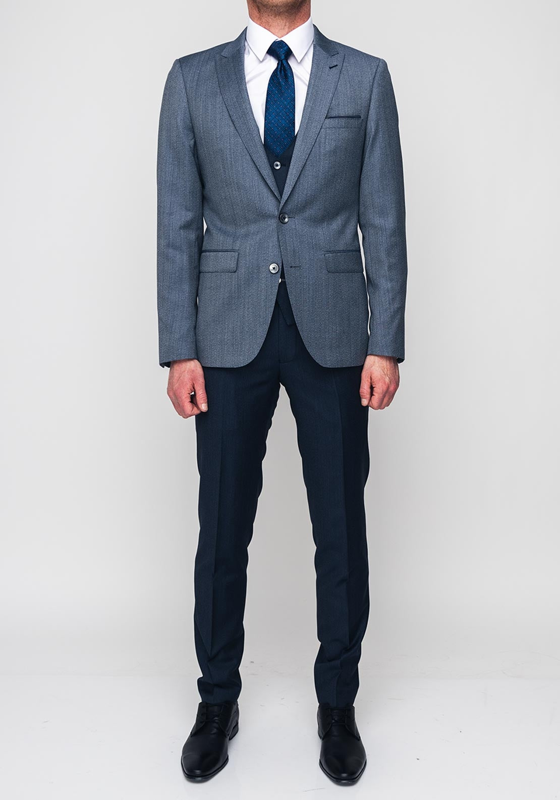Remus Uomo Lovati X-Slim Wool Blend Three Piece Suit, Grey & Navy