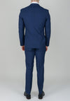 Remus Uomo Mini Tartan Print Navy Blue Trousers, Tapered Fit