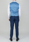 Remus Uomo Mini Tartan Print Navy Blue Trousers, Tapered Fit