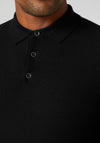 Remus Uomo Waffled Long Sleeved Polo Shirt, Black