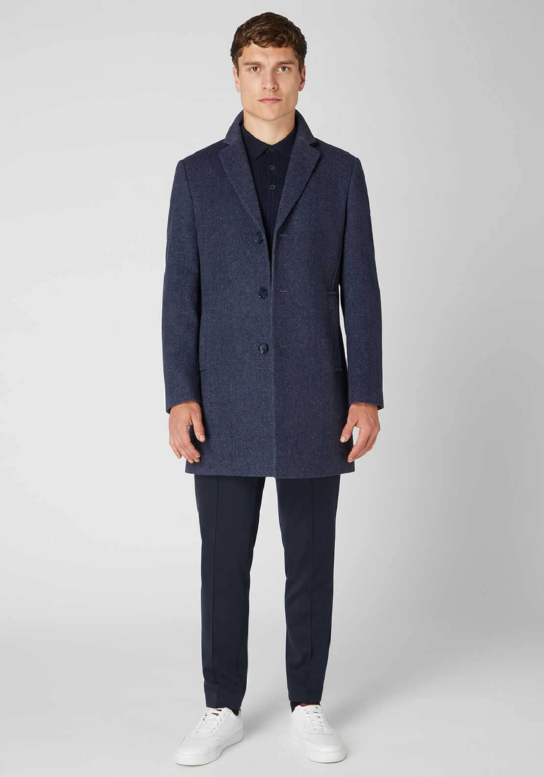 Remus Uomo Quinn Wool Rich Tailored Coat, Navy