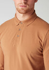 Remus Uomo Jersey Knit Long Sleeved Polo Shirt, Brown