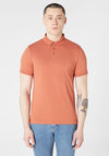 Remus Oumo Tapered Fit Ribbed Collar Polo Shirt, Rust