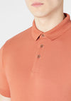 Remus Oumo Tapered Fit Ribbed Collar Polo Shirt, Rust