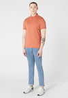 Remus Oumo Tapered Fit Ribbed Collar Polo Shirt, Rust