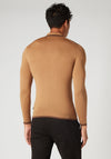 Remus Uomo Stitch Print Long Sleeved Polo Shirt, Brown