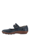Rieker Womens Leather Velcro Comfort Shoes, Navy