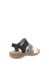 Rieker Womens Contrast Strap Comfort Sandals, Black Multi