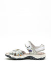 Rieker Womens Floral Velcro Strap Comfort Sandals, Silver