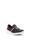 Rieker Womens Faux Leather Slip on Comfort Trainers, Navy