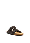 Rieker Mens Leather Buckle Strap Sandals, Brown