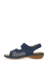 Rieker Womens Leather Velcro Comfort Sandals, Blue