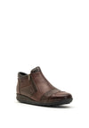 Rieker Womens Flower Leather Zip Boots, Brown