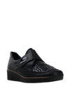 Rieker Womens Leather Velcro Strap Shoes, Black
