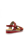 Rieker Womens Leather Velcro Strap Sandals, Red