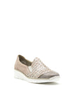 Rieker Womens Leather Perforated Comfort Shoes, Taupe