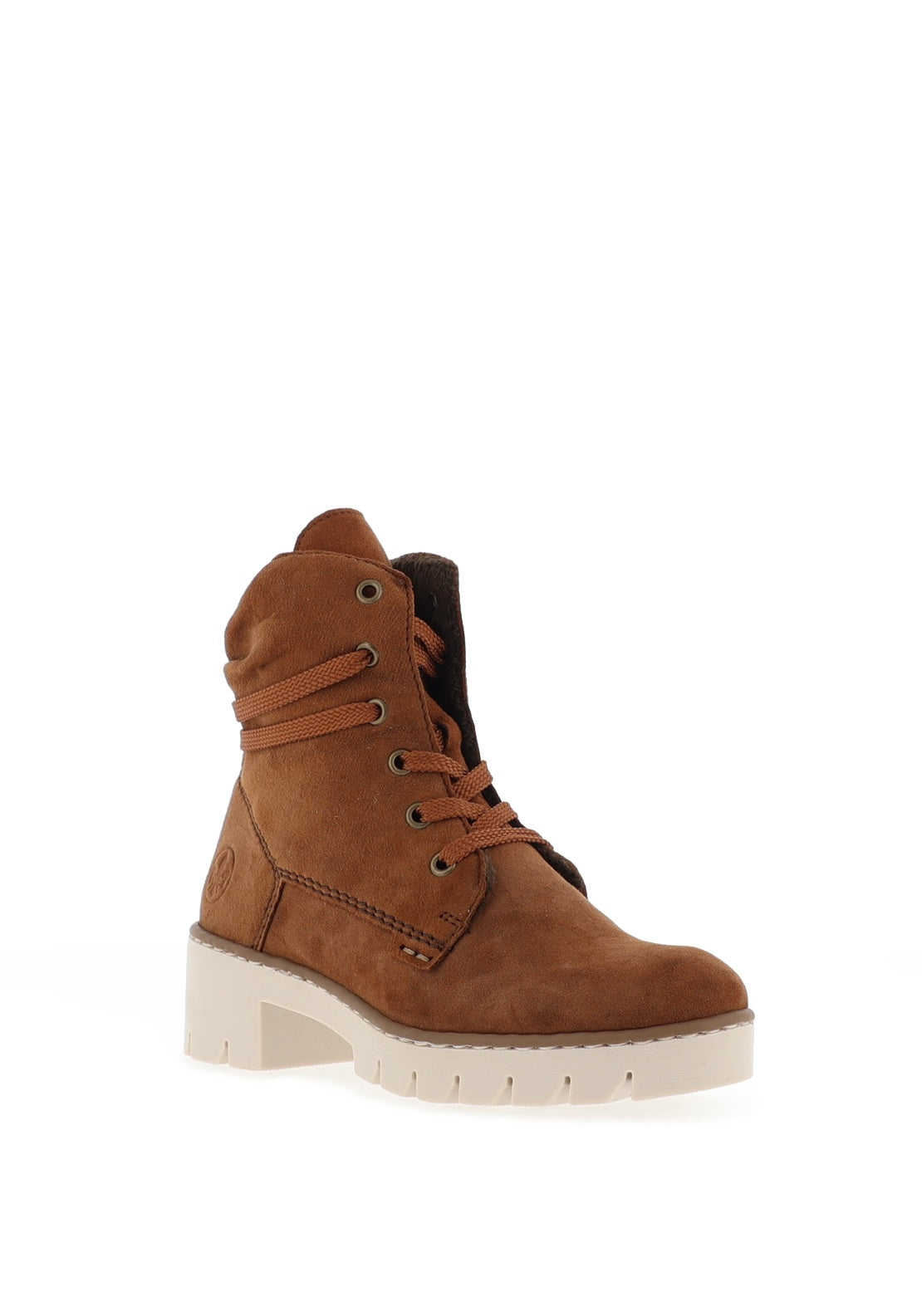 Rieker Womens Suede Ruched Chunky Sole Boots, Tan